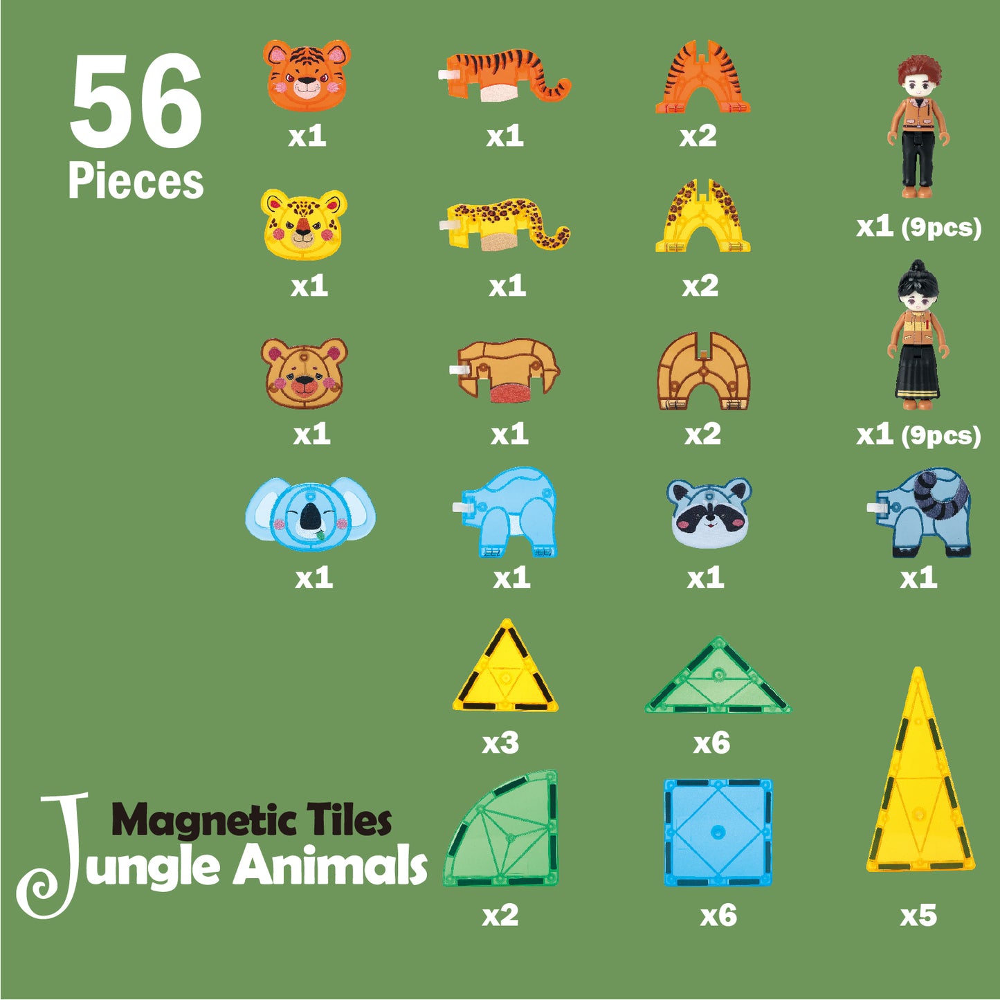 Magnetic Tiles Jungle Animals 56 pieces