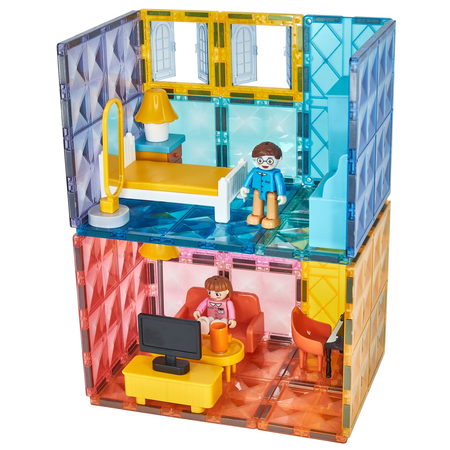 Nerdy Owl Magnetic Tiles Kitty Dollhouse 130 ชิ้น ตัวต่อแม่เหล็กบ้านตุ๊กตาแมวเหมียว