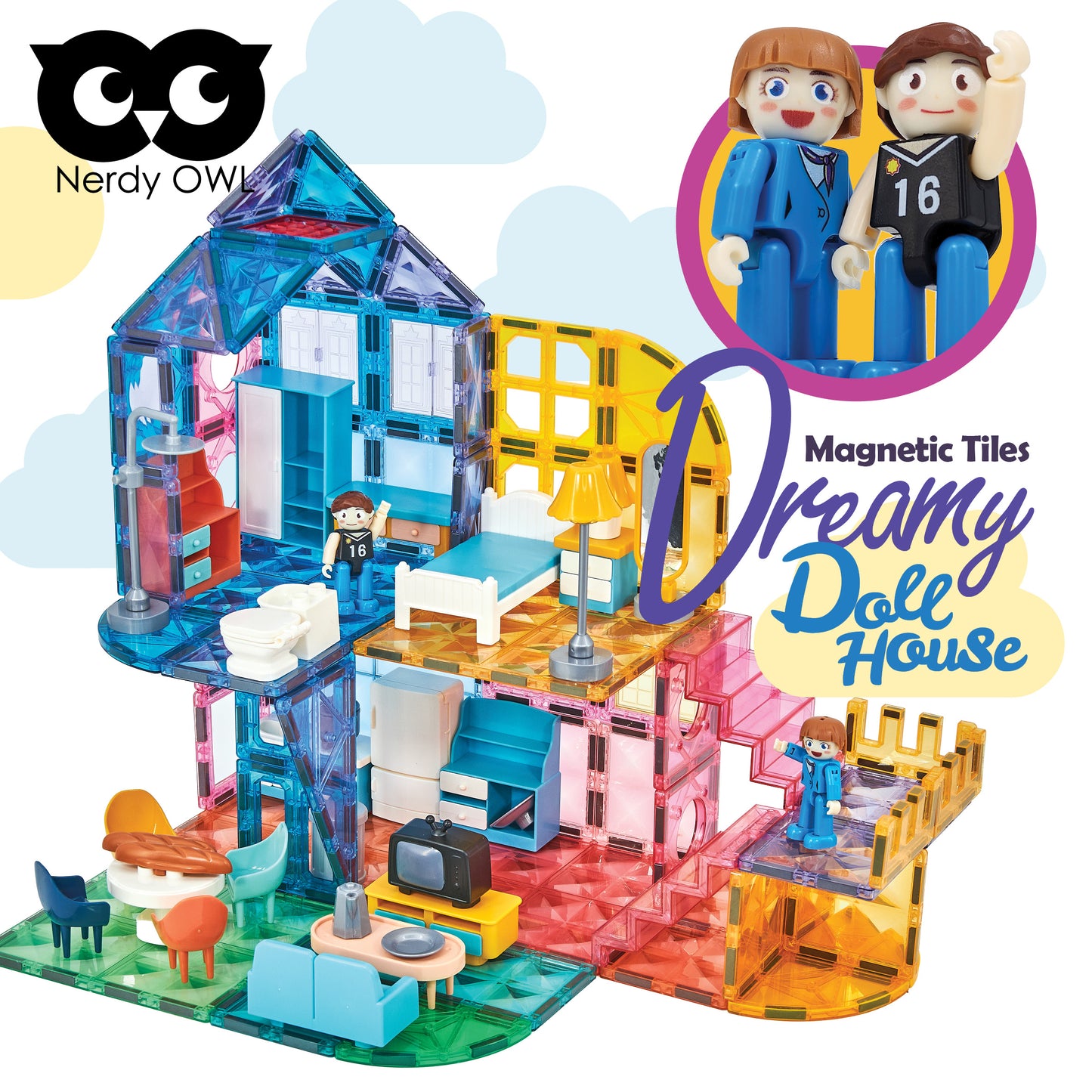 Magnetic Tiles Dreamy Dollhouse 130 pieces ตัวต่อแม่เหล็กบ้านตุ๊กตาชวนฝัน 135 ชิ้น