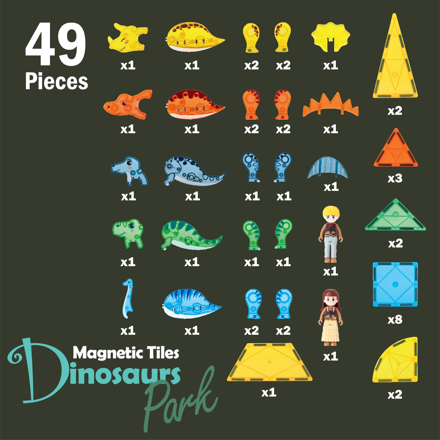 Magnetic Tiles Dinosaurs Park 49 pieces