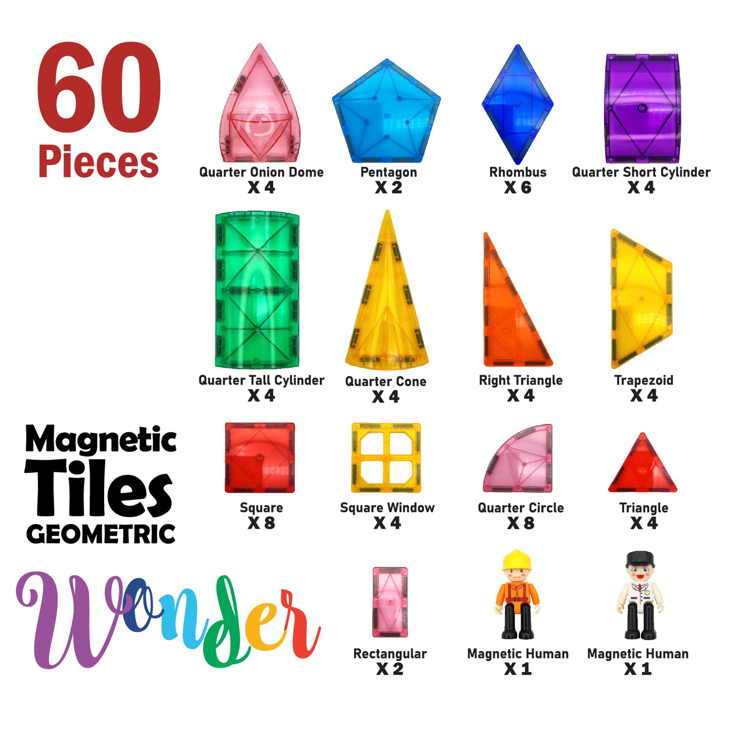 Magnetic Tiles Geometric Wonder 60 pieces